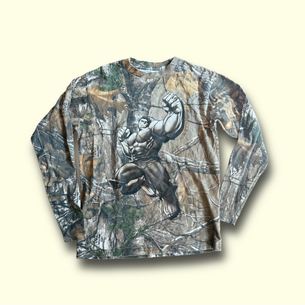 Kids Marvel Camo Realtree  long sleeve T-shirt size 8 Medium